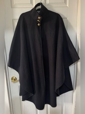 Amanda Smith Black Fleece Cape with Gold X-Accents